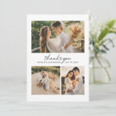Modern Heart Script Weduwfoto Collage Bedankkaart (Staand voorkant)