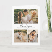 Modern Heart Script Weduwfoto Collage Bedankkaart (Voorkant)