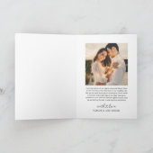 Modern Heart Script Weduwfoto Collage Bedankkaart (Binnen)