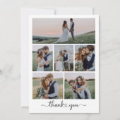 Modern Heart Script Weduwfoto Collage Bedankkaart (Voorkant)