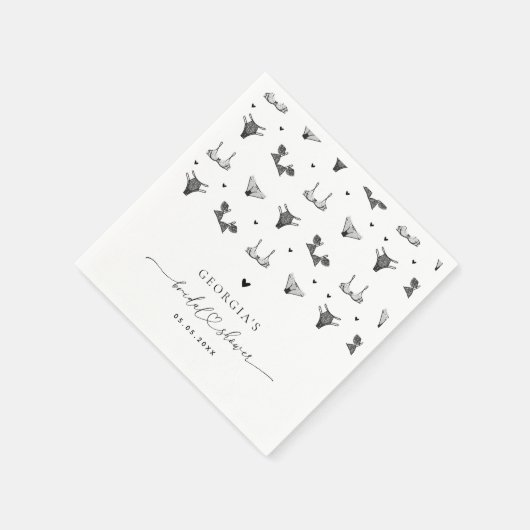 Modern Heart Script & Zwart Lingerie Vrijgezellenf Servet (Hoek)