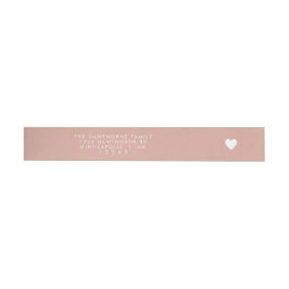 Modern Heart Send Love Minimal Blush Pink Adres Adreslabel Wikkel