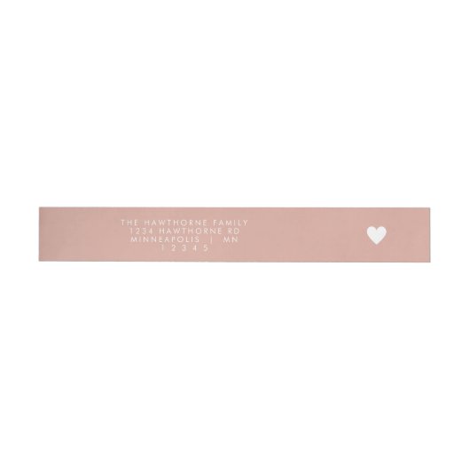 Modern Heart Send Love Minimal Blush Pink Adres Adreslabel Wikkel (Individueel)