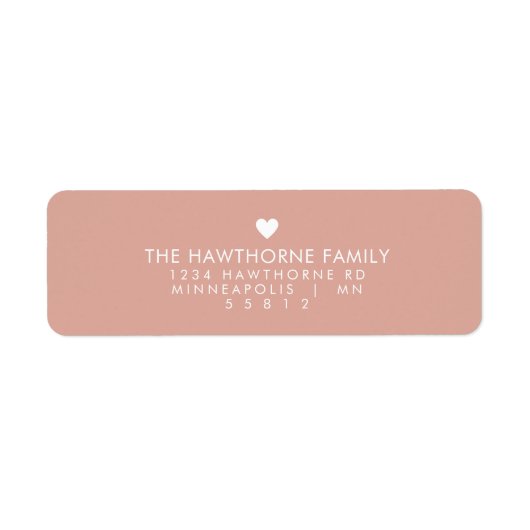 Modern Heart Send Love Minimal Blush Pink Adres Etiket (Voorkant)