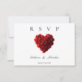 Modern Heart Shaped Red Roses-RSVP-Wedding- RSVP Kaartje (Voorkant)