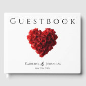 Modern Heart Shaped Red Roses Wedding Gastenboek (Voorkant)