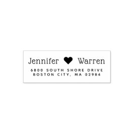 Modern Heart Wedding Address Zelfinktende Stempel