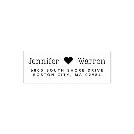 Modern Heart Wedding Address Zelfinktende Stempel (Design)