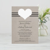 Modern Heart Wedding Invite, Beige Kaart (Staand voorkant)