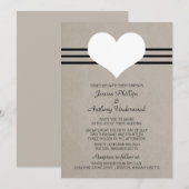 Modern Heart Wedding Invite, Beige Kaart (Voorkant / Achterkant)