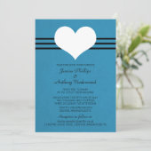 Modern Heart Wedding Invite, blauw Kaart (Staand voorkant)