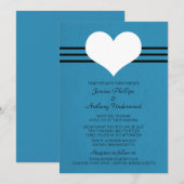 Modern Heart Wedding Invite, blauw Kaart (Voorkant / Achterkant)