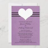 Modern Heart Wedding Invite, Paars Kaart (Voorkant)