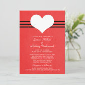 Modern Heart Wedding Invite, Red Kaart (Staand voorkant)