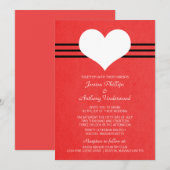 Modern Heart Wedding Invite, Red Kaart (Voorkant / Achterkant)