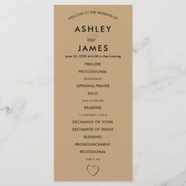 Modern Heart Wedding Programma voor Ceremonie Programmakaart