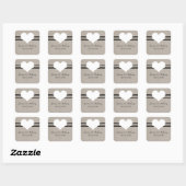 Modern Heart Wedding Stickers, Beige Vierkante Sticker (Vel)