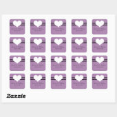 Modern Heart Wedding Stickers, Paars Vierkante Sticker (Vel)
