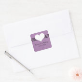 Modern Heart Wedding Stickers, Paars Vierkante Sticker (Envelop)