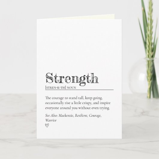 Modern Heartfelt Encouragement Strength Definition Kaart (Voorkant)