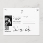 Modern Hearts Black & White Chic Bewaar de datum Aankondigingskaart (Achterkant)