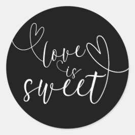 Modern Hearts Black & White Love Is Sweet Ronde Sticker
