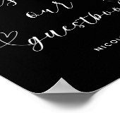 Modern Hearts Black & White Wedding Guestbook Sign Poster (Hoek)