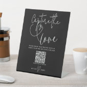 Modern Hearts Black White Wedding Leg de liefde va Reclamebord Met Voetstuk (Insitu)