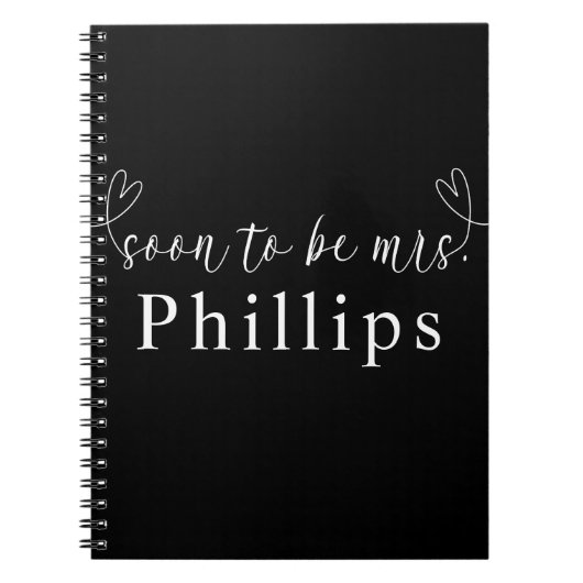 Modern Hearts Black White wordt binnenkort Mrs. We Notitieboek (Voorkant)