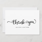 Modern Hearts Brush Script Modern Wedding Bedankkaart (Voorkant)