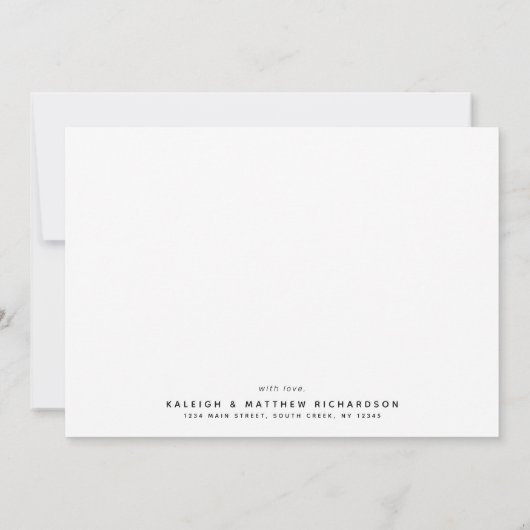 Modern Hearts Brush Script Modern Wedding Bedankkaart (Achterkant)