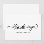 Modern Hearts Brush Script Modern Wedding Bedankkaart (Voorkant / Achterkant)