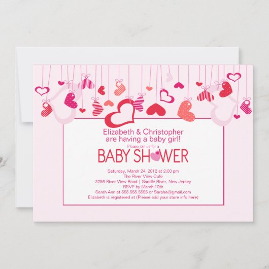 Modern Hearts Couples Baby shower Invitation Kaart (Voorkant)