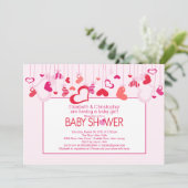 Modern Hearts Couples Baby shower Invitation Kaart (Staand voorkant)