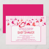 Modern Hearts Couples Baby shower Invitation Kaart (Voorkant / Achterkant)