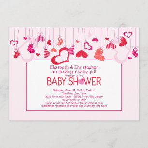 Modern Hearts Couples Baby shower Invitation Kaart