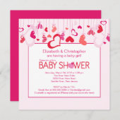 Modern Hearts Couples Baby shower Invitation Kaart (Voorkant / Achterkant)
