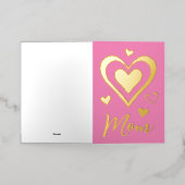 Modern Hearts Moederdag Mam Gold Folie Wenskaart (Buiten Laag)