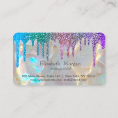 Modern Hearts Rainbow Glitter Drips Opal Stone Klantenkaartje (Achterkant)