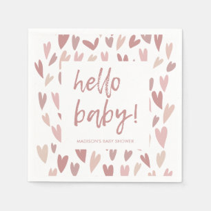 Modern Hearts Roze Meisje Baby shower Party Servet