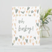 Modern Hearts Sage Genderneutraal Baby shower Kaart (Staand voorkant)