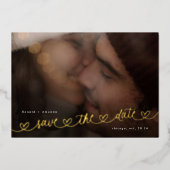 Modern Hearts Save The Date Photo Wedding Website Folie Uitnodiging (Voorkant)