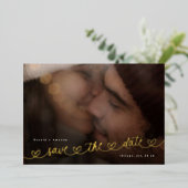 Modern Hearts Save The Date Photo Wedding Website Folie Uitnodiging (Staand Voorkant)