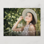 Modern Hearts Script Afstuderen Foto bedankt Briefkaart (Voorkant)