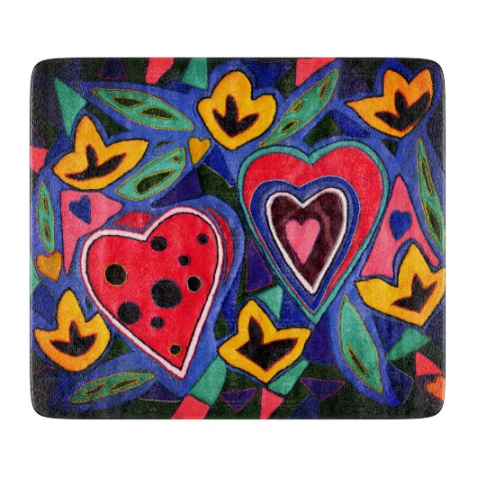 Modern hearts snijplank (Voorkant)