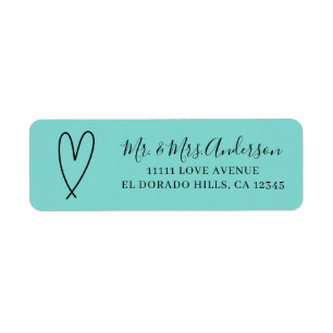 Modern Hearts Turquoise Blauwe Minimalistische Bru Etiket