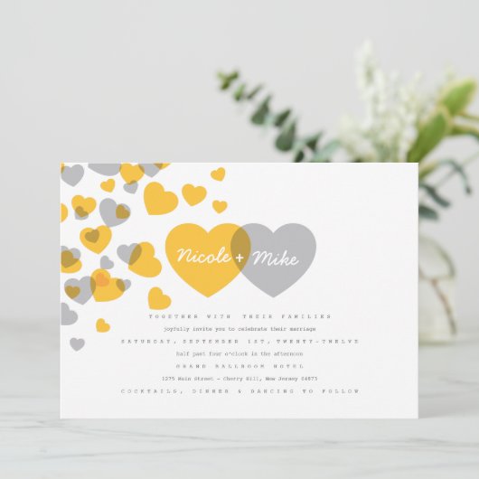 Modern Hearts Wedding Invitation Kaart (Staand voorkant)