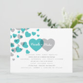 Modern Hearts Wedding Invitation Kaart (Staand voorkant)