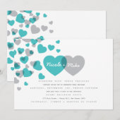 Modern Hearts Wedding Invitation Kaart (Voorkant / Achterkant)