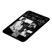 Modern Hearts Zwart-Wit Chic Save-the-Date Magneet (Linkerzijde)